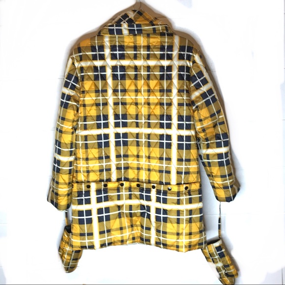 House of Sunny Yellow Plaid Jacket UK 10 US 6 Matching Mittens Snap Short / Long - Picture 3 of 11